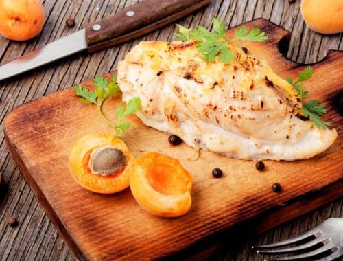 Chicken breasts cooked with apricot