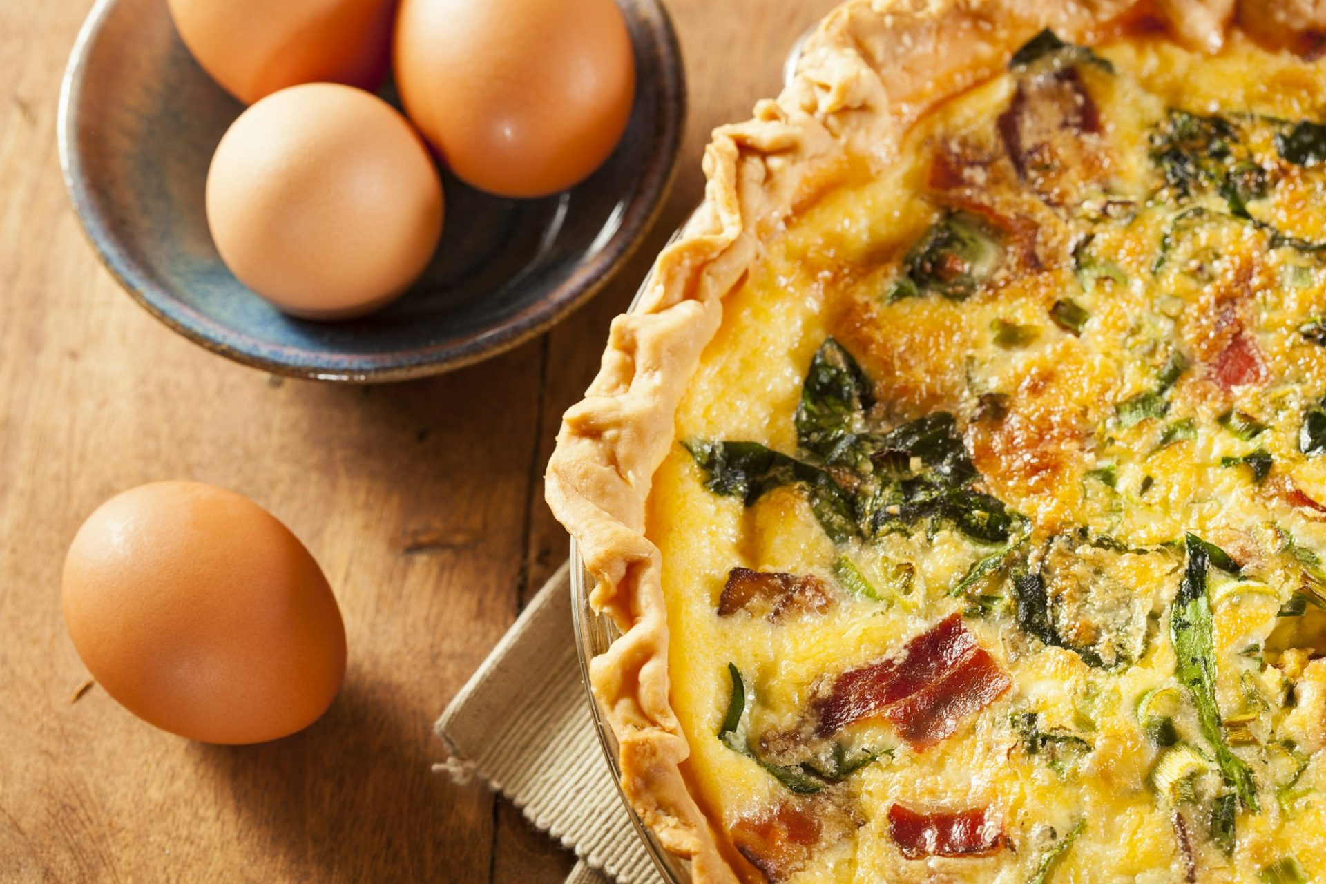 Homemade Spinach and Bacon Egg Quiche