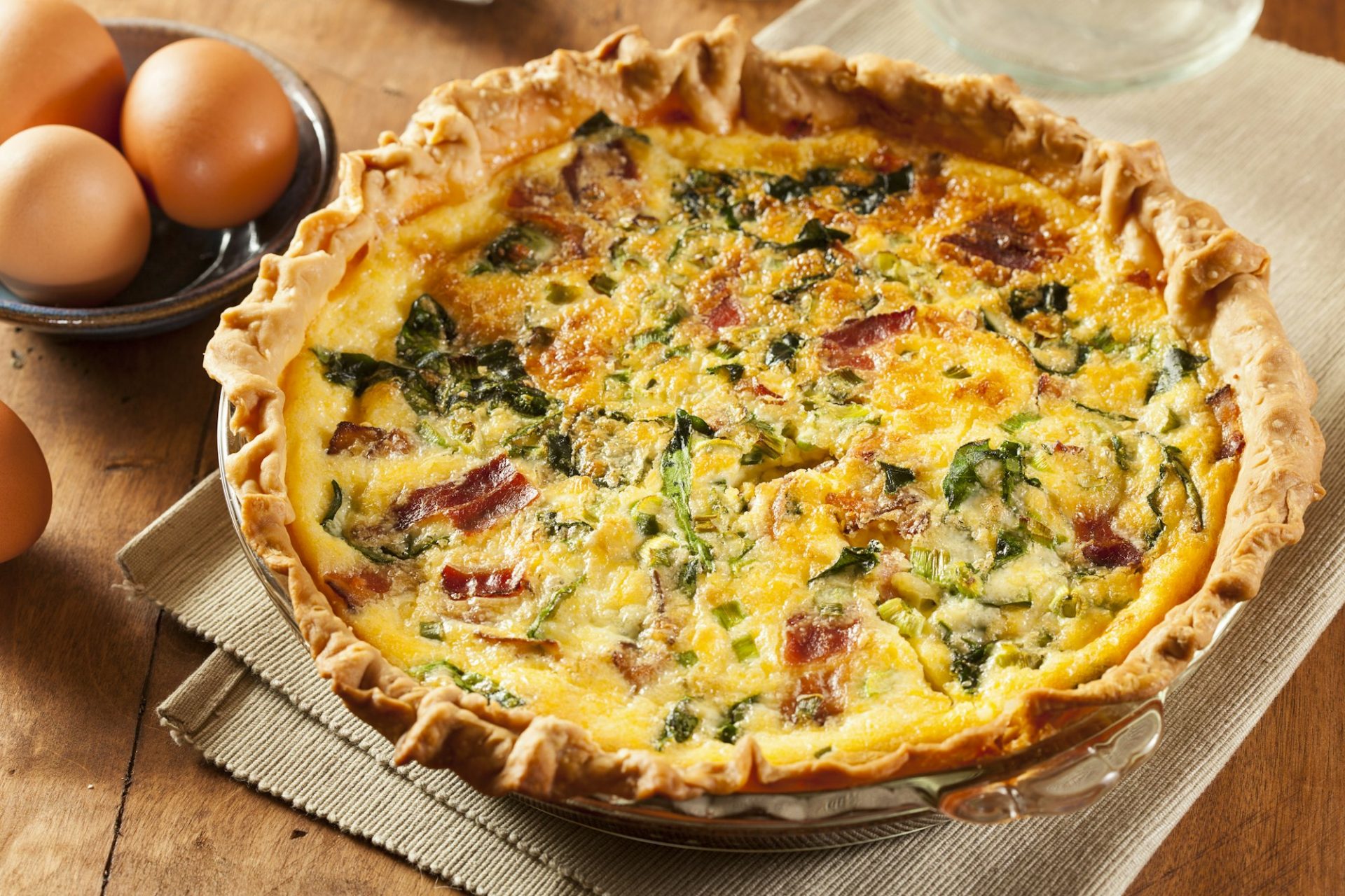 Homemade Spinach and Bacon Egg Quiche