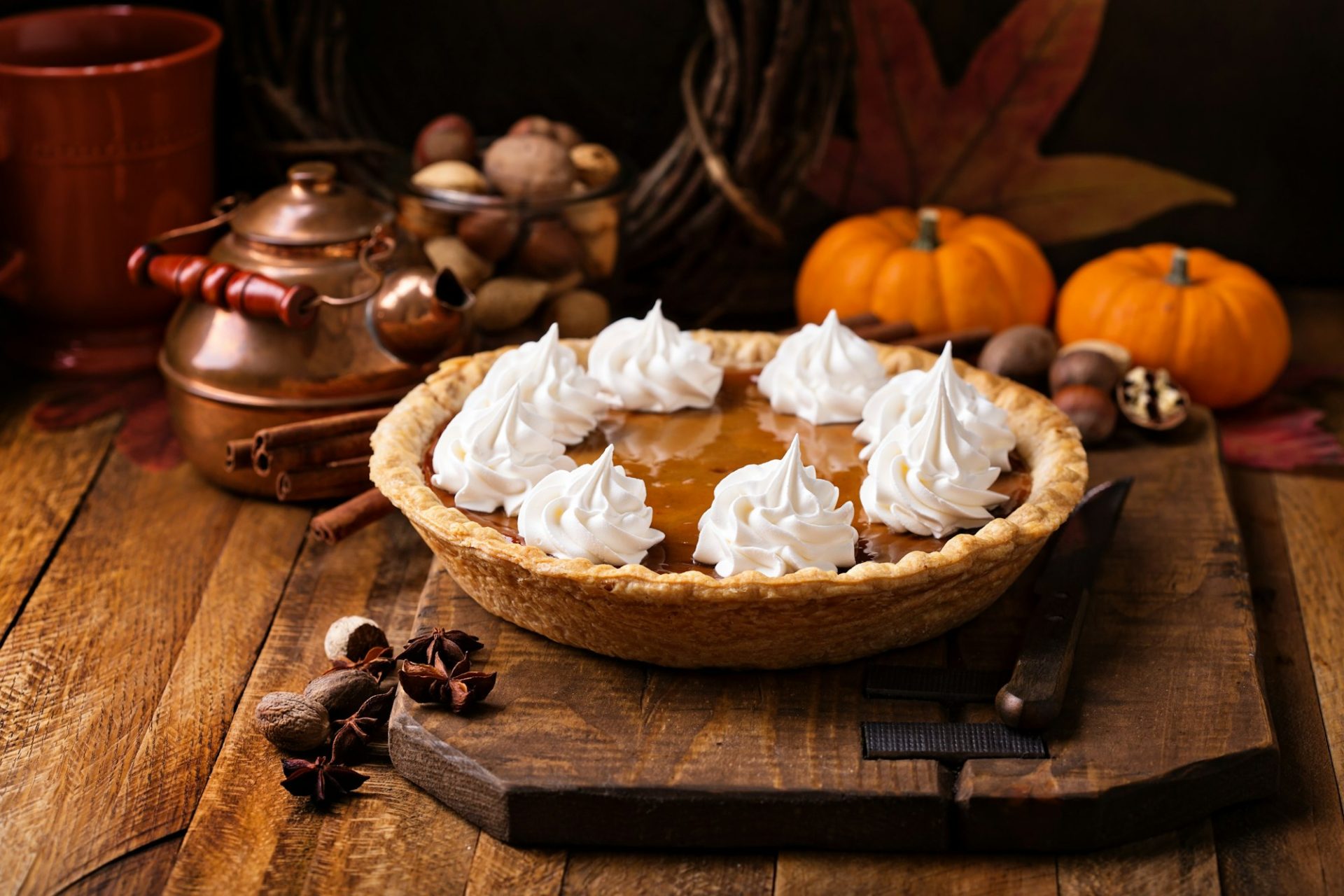 Pumpkin pie with whipped cream